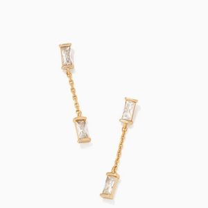 Kendra Scott Juliette Gold Strand Earrings in White Crystal